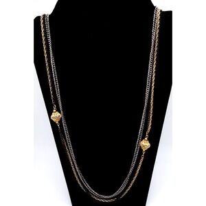 Celebrity NY Triple Strand Necklace Mixed Metal Vintage